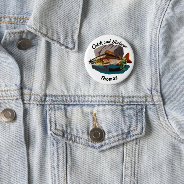 Fang und Freisetzung brauner Forellen in natürlich Button (Beispiel)