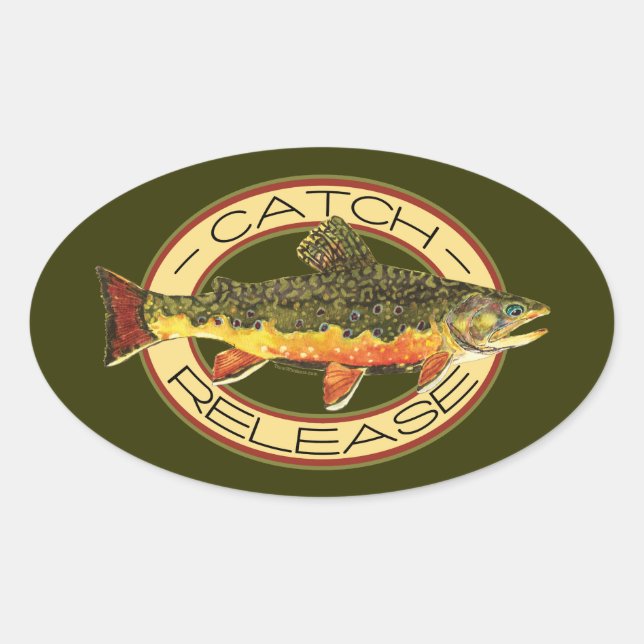 Fang- und Freisetzungsfischerei Ovaler Aufkleber (Vorderseite)