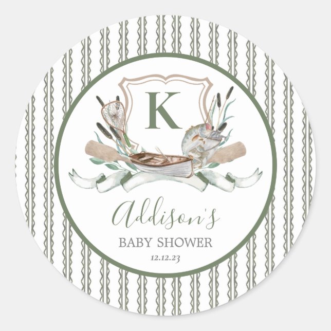 Fangaufkleber, Preppy-Fisch Geburtstagsaufkleber Runder Aufkleber (Vorderseite)