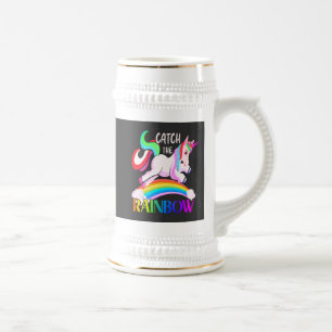 Fange das Regenbogen-Einhorn-Design Bierglas