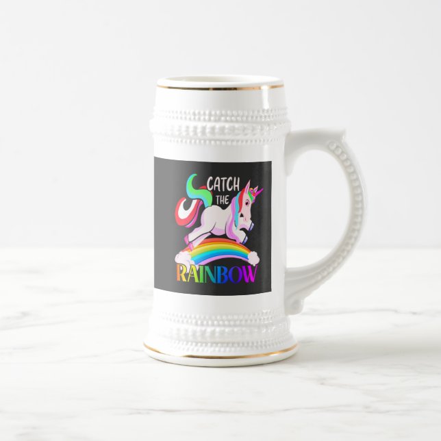 Fange das Regenbogen-Einhorn-Design Bierglas (Rechts)
