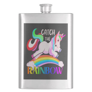 Fange das Regenbogen-Einhorn-Design Flachmann