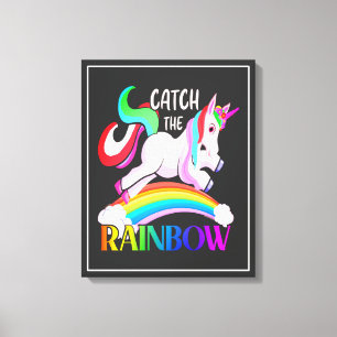 Fange das Regenbogen-Einhorn-Design Leinwanddruck