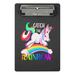 Fange das Regenbogen-Einhorn-Design Mini Klemmbrett