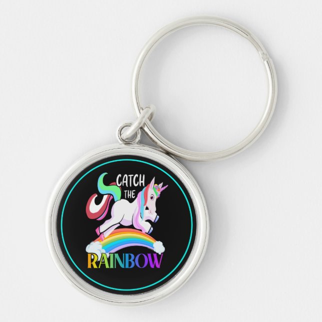 Fange das Regenbogen-Einhorn-Design Schlüsselanhänger (Vorne)