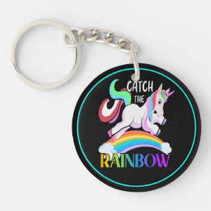Fange das Regenbogen-Einhorn-Design Schlüsselanhänger