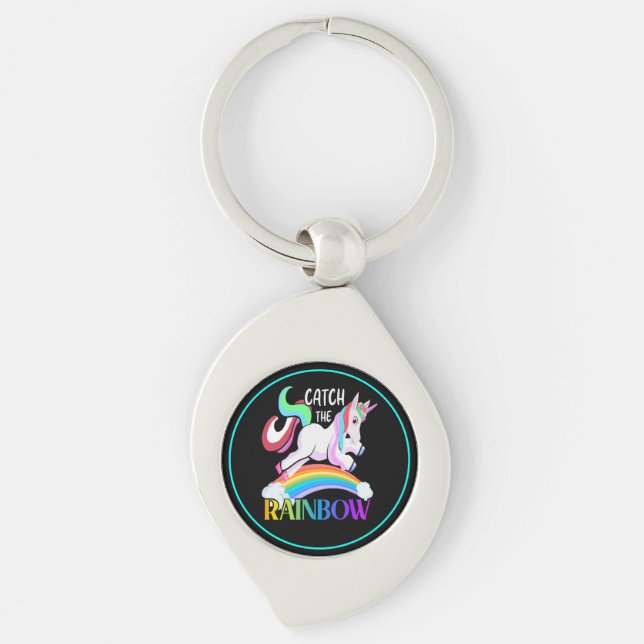 Fange das Regenbogen-Einhorn-Design Schlüsselanhänger (Vorderseite)