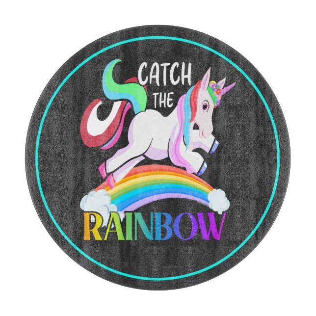 Fange das Regenbogen-Einhorn-Design Schneidebrett (Vorderseite)