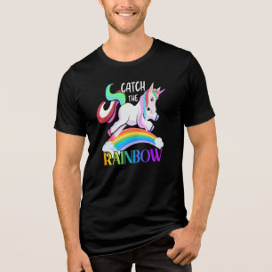Fange das Regenbogen-Einhorn-Design Tri-Blend Shirt