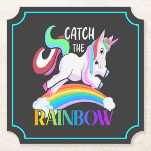 Fange das Regenbogen-Einhorn-Design Untersetzer