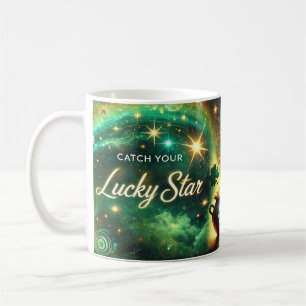 Fange deinen Glücksstern - Himmlisches Grün Gold Kaffeetasse