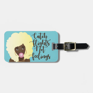 Fänge Nicht Gefühle, Schwarze Frau, Kaugummi, Blau Gepäckanhänger