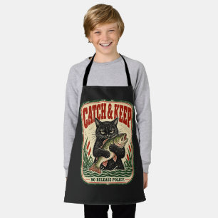 Fangen & Behalten Vintage Schwarze Katze Angelkuns Schürze