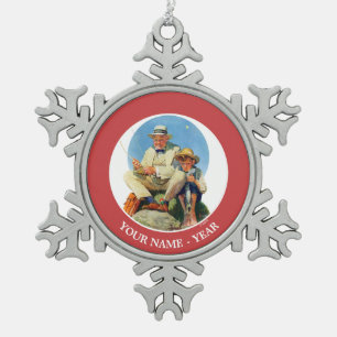 Fangen das große schneeflocken Zinn-Ornament