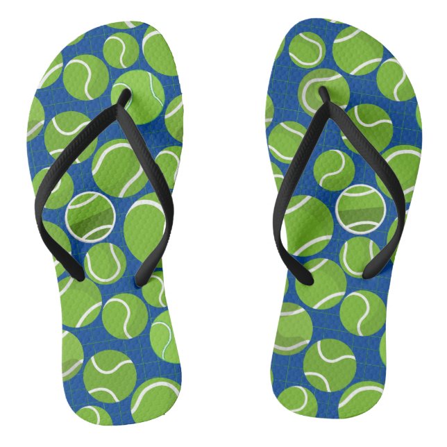 Fangen Sie das Tennisball-Muster Blue BG Flip Flops (Fußbett)