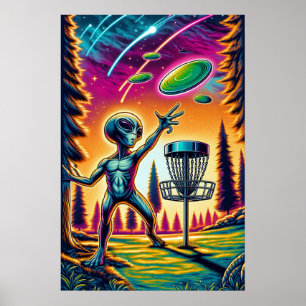 Fangen Sie die Breeze   Alien Disk Golf Poster