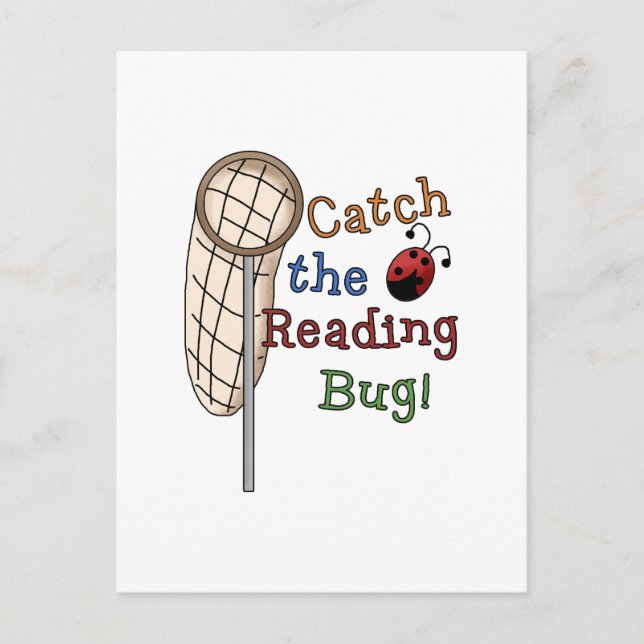 Fangen Sie die Reading Bug Tshirts und Geschenke Postkarte (Vorderseite)