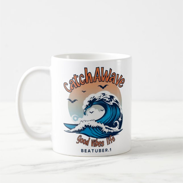 Fangen Sie die Welle: Ermutigen Sie den Surfgeist Kaffeetasse (Links)