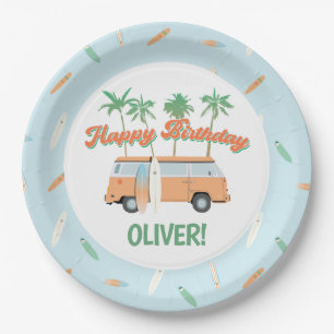 Fangen Sie einen Wellenreiter in jedem Alter glück Pappteller