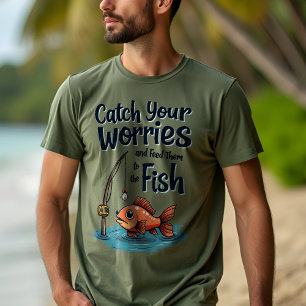 Fangen Sie Ihre Sorgen: Fischlösungen Motivierend T-Shirt