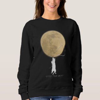 Fangen Sie Ihren Traum Niedlicher Weißkatzenmond u Sweatshirt