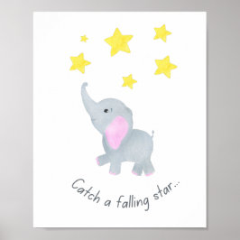 Fangen Sie mit einem Falling Star Elephant Kinderz Poster