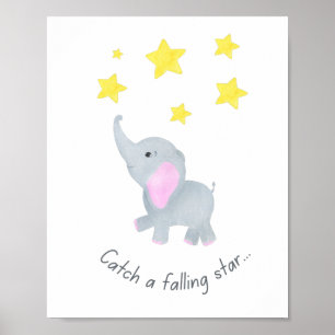 Fangen Sie mit einem Falling Star Elephant Kinderz Poster