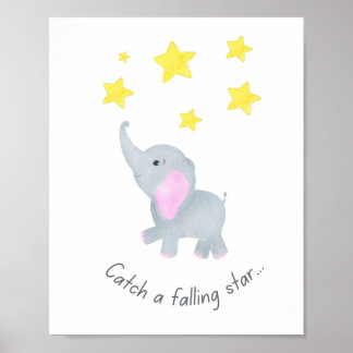 Fangen Sie mit einem Falling Star Elephant Kinderz Poster