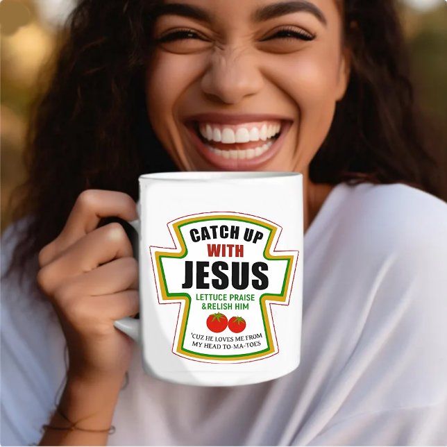 Fangen Sie mit Jesus Funny Christlich Ketchup Toma Kaffeetasse (Von Creator hochgeladen)