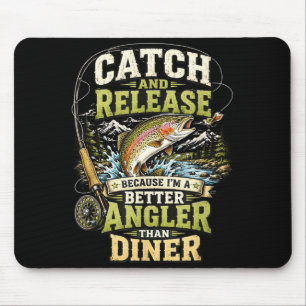 Fangen und Freilassen lustiger Angel-Angler Forell Mousepad
