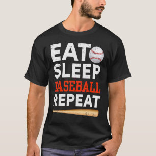 Fänger Pitcher Baseball Kinder Essen Schlafen Base T-Shirt