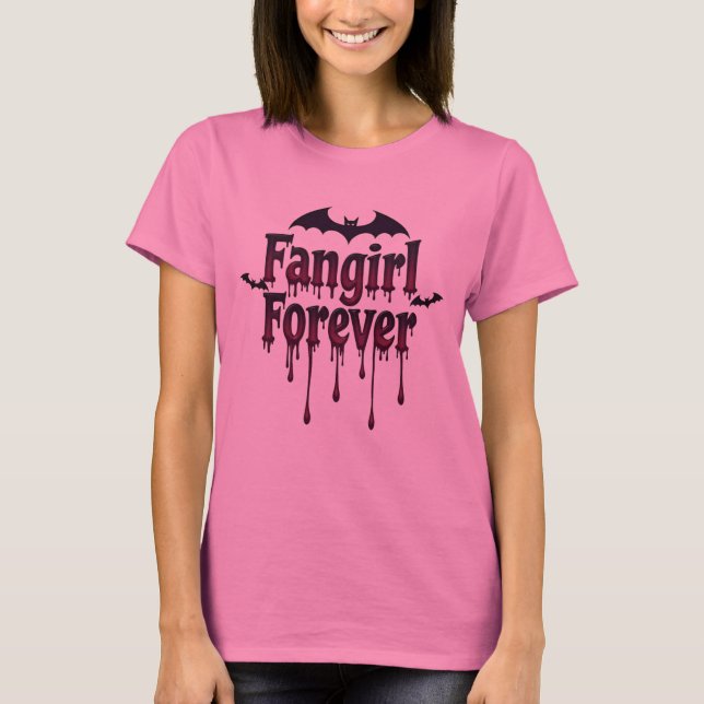 Fangirl Forever Gothic Vampire Bat T - Shirt Desig (Vorderseite)