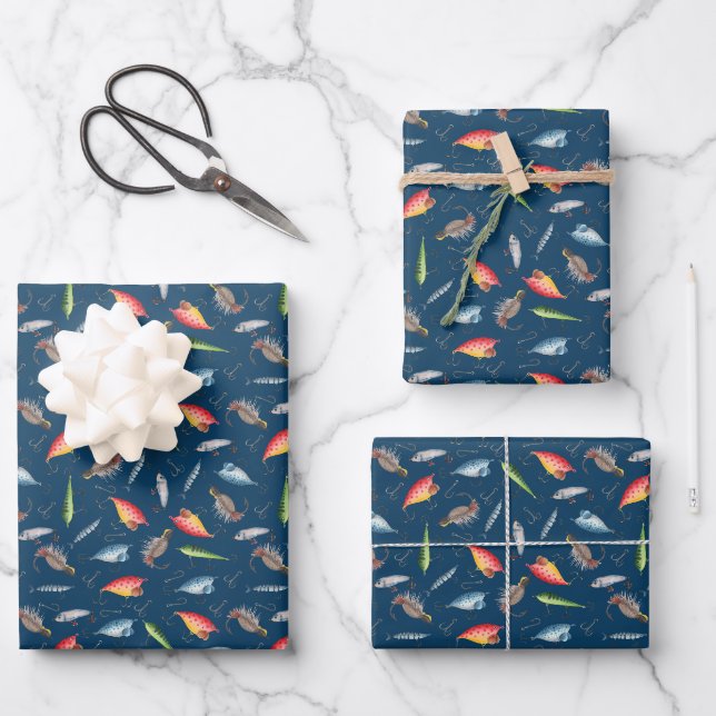 Fanglüren für Navy Blue Geschenkpapier Set (Vorderseite)