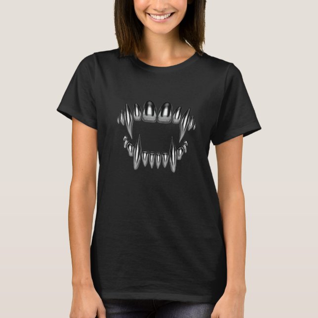 Fangs  Horror Goth Bling Grill Retro Teeth Vampire T-Shirt (Vorderseite)