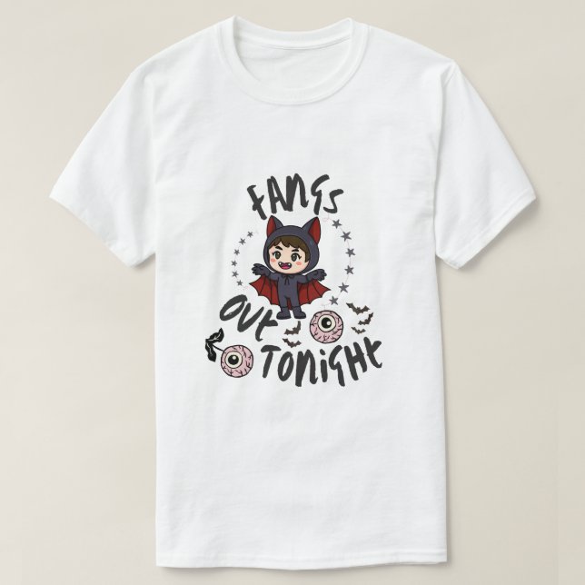 Fangs Out heute Abend - Vampire Halloween T-Shirt (Design vorne)