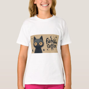 Fangs und Kaffeegrafik mit grungy Black Cat T-Shirt