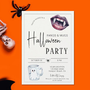 Fangs und Tasse Halloween-Party Vampires Spider Fu Einladung