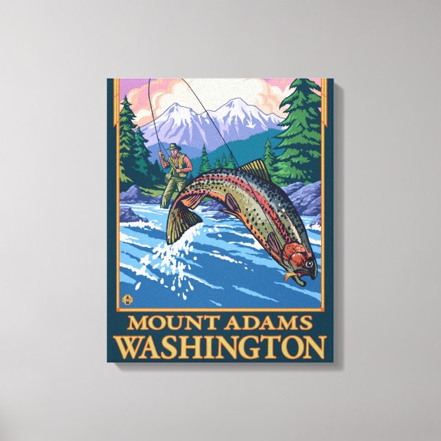 Fangsaison - Mount Adams, Washington Leinwanddruck (Vorderseite)