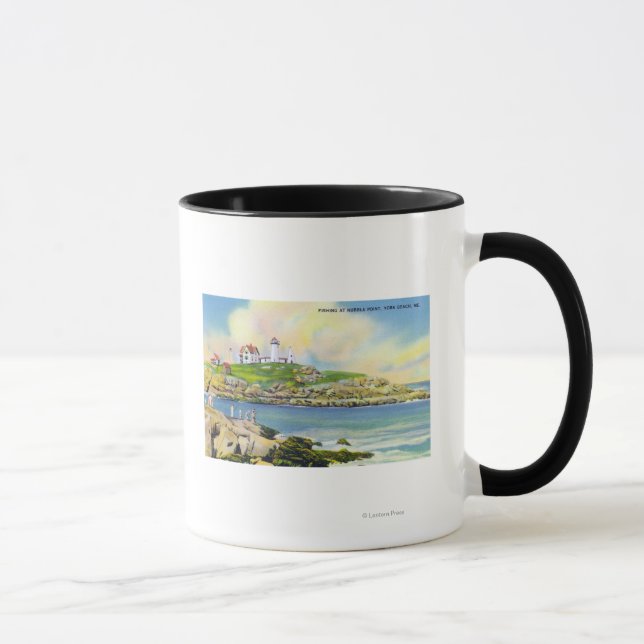 Fangszene in Nubble Point am York Beach Tasse (Rechts)