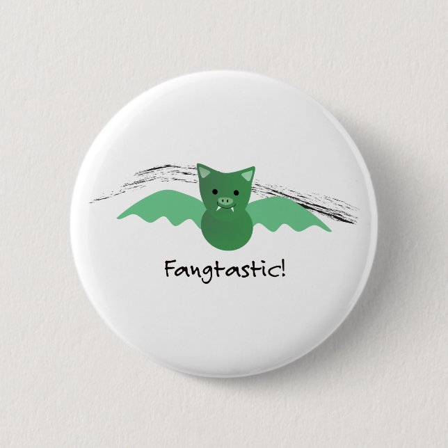 Fangtastic Green Bat Button (Vorderseite)