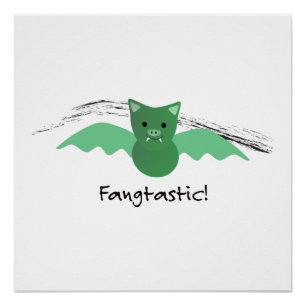 Fangtastic Green Bat Poster