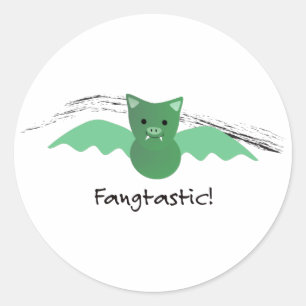 Fangtastic Green Bat Runder Aufkleber