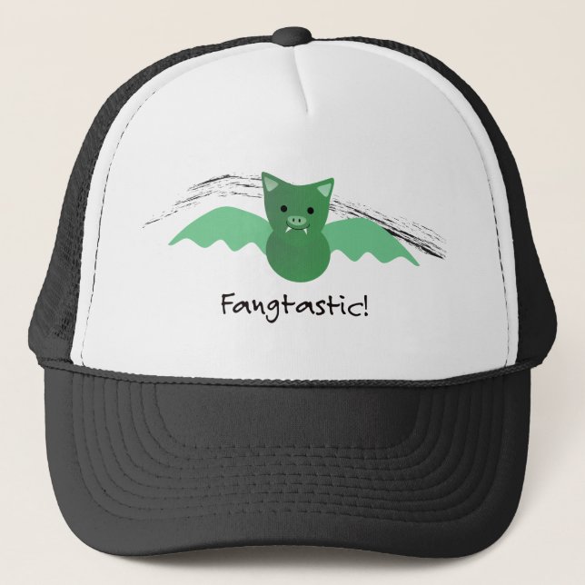 Fangtastic Green Bat Truckerkappe (Vorderseite)