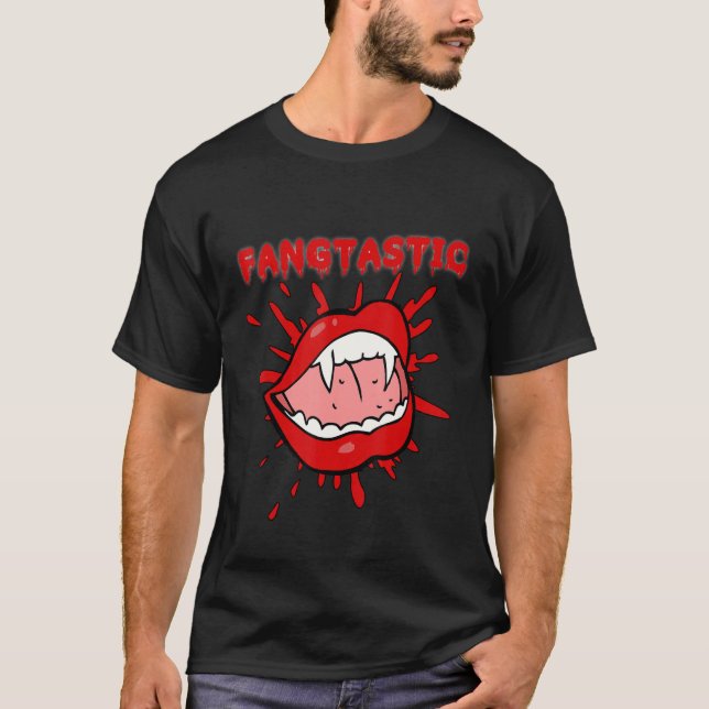 Fangtastic Halloween Vampire Fangs Bloody T-Shirt (Vorderseite)