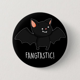 Fangtastischer lustiger Halloween-Wortwitz dunkler Button