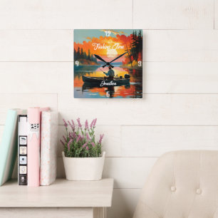 "Fangzeit" Entspannende Fangszene Quadratische Wanduhr