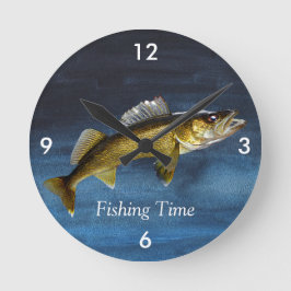 "Fangzeit" mit Walleye Pike Round Clock Runde Wanduhr