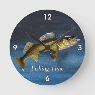 "Fangzeit" mit Walleye Pike Round Clock Runde Wanduhr