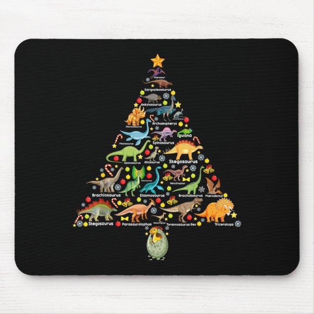 Fanny Dinosaur Christmas Tree Cute Dino Xmas For K Mousepad (Vorne)