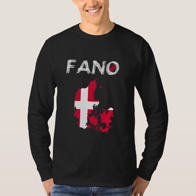 Fanö Fano Denmark Silhouette Map Flag Holid T-Shirt (Vorderseite)